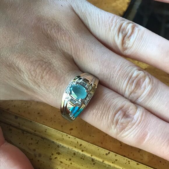 Natural Grandidierite Sterling Silver Men’s Ring Size 12 - Picture 3 of 8